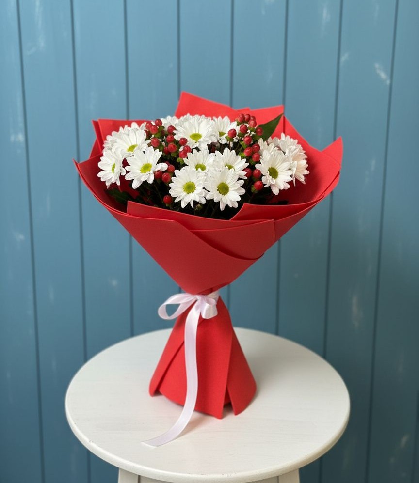 Букет цветов из: Хризантемы в Посёлок Центральной усадьбы совхоза Озёры