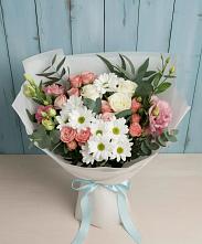 Букет цветов из:  Розы, Лизиантусы и Хризантемы #REPLACE_PRED# Посёлок Центральной усадьбы совхоза Озёры