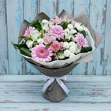 Букет цветов из:  Герберы, Альстромерии и Хризантемы в Посёлок Центральной усадьбы совхоза Озёры