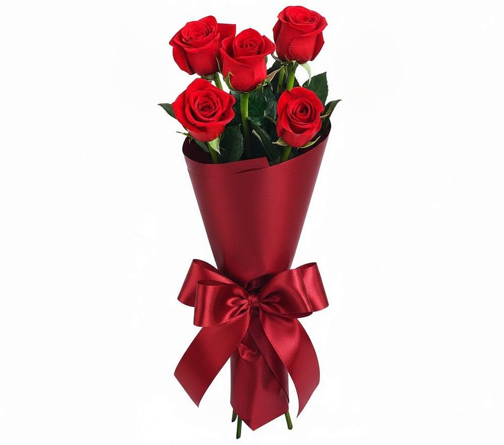 Букет 5 Красных роз Эдлесс Лав в Посёлок Центральной усадьбы совхоза Озёры