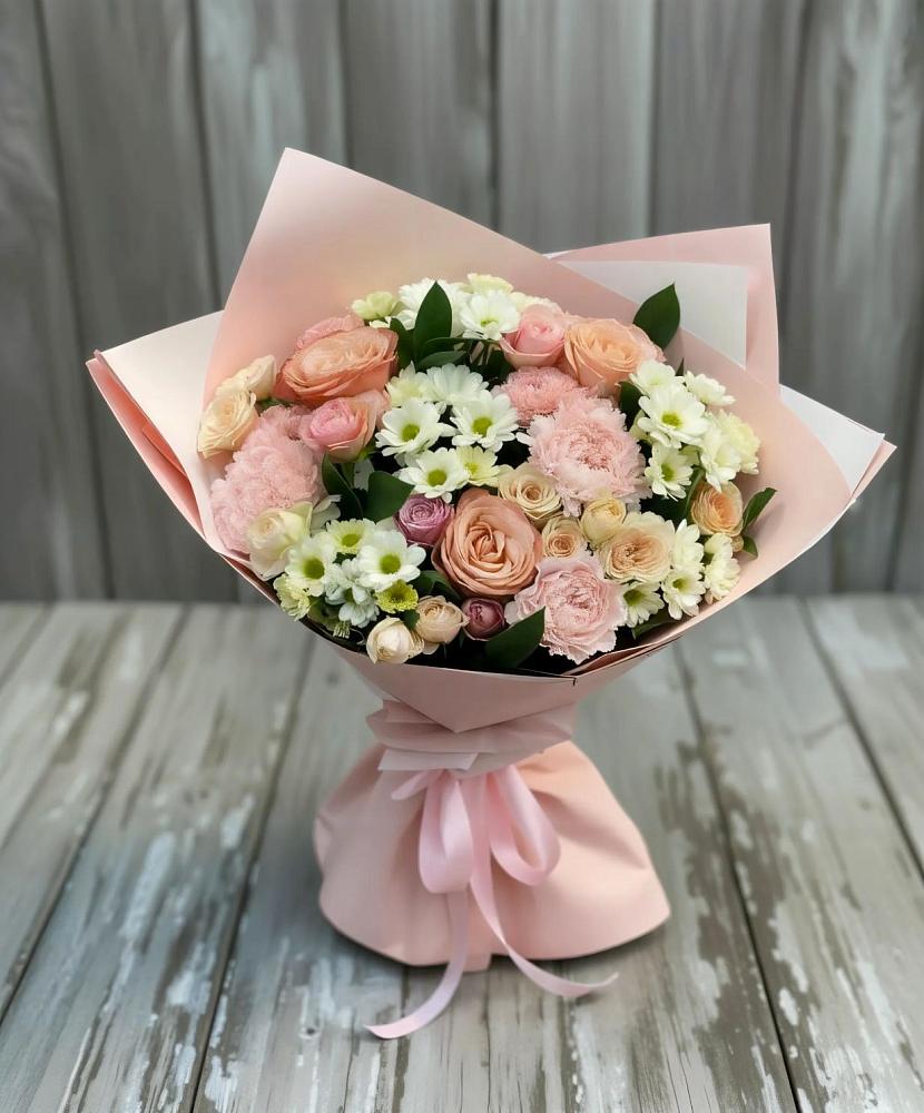 Букет цветов из: Гвоздики, Розы и Хризантемы в Посёлок Центральной усадьбы совхоза Озёры