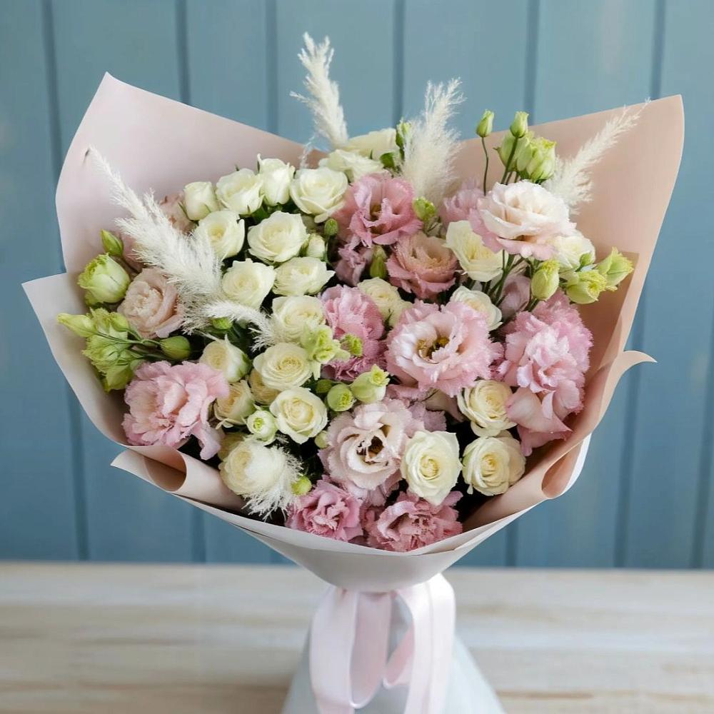 Букет цветов из: Альстромерии и Розы в Посёлок Центральной усадьбы совхоза Озёры