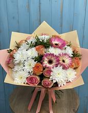 Букет цветов из:  Розы, Герберы и Хризантемы в Посёлок Центральной усадьбы совхоза Озёры