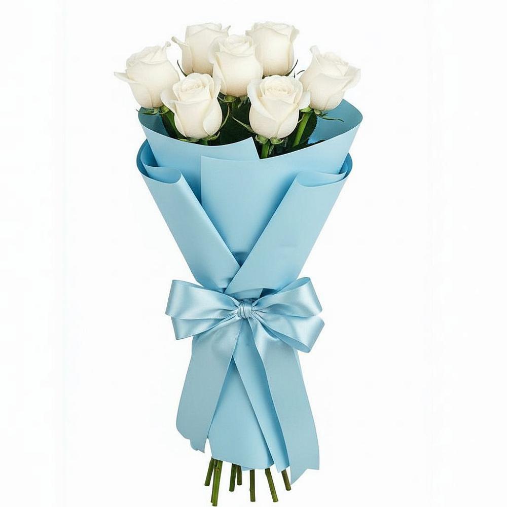 Букет 7 белых роз Проуд в Посёлок Центральной усадьбы совхоза Озёры