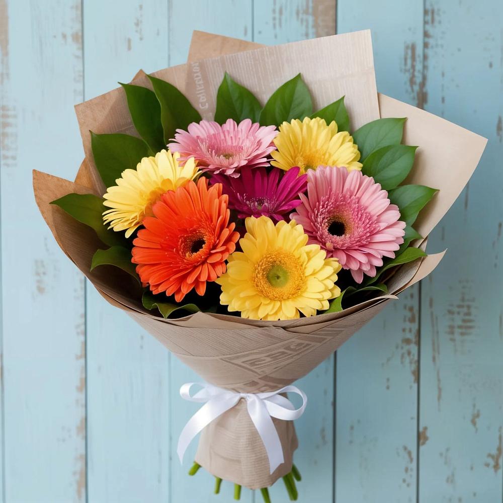 Букет цветов из: Герберы в Посёлок Центральной усадьбы совхоза Озёры