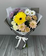 Букет цветов из:  Розы, Герберы и Хризантемы #REPLACE_PRED# Посёлок Центральной усадьбы совхоза Озёры