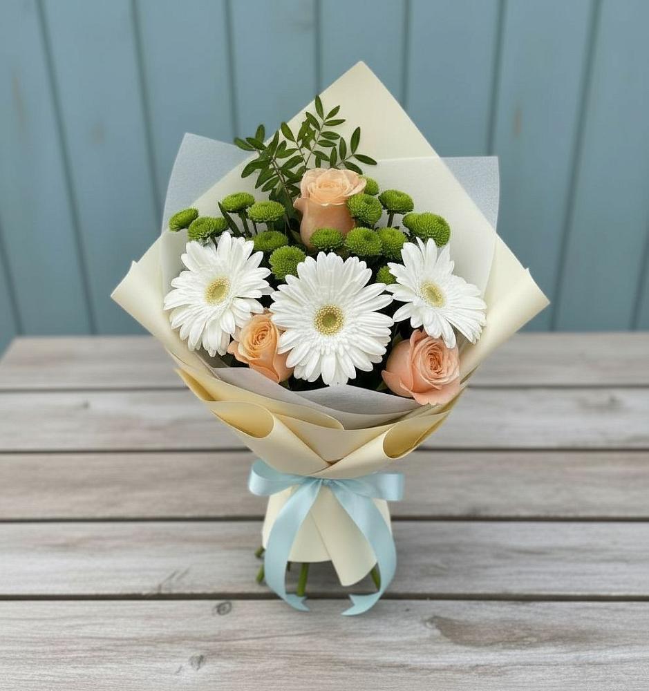 Букет цветов из: Герберы, Розы и Хризантемы в Посёлок Центральной усадьбы совхоза Озёры