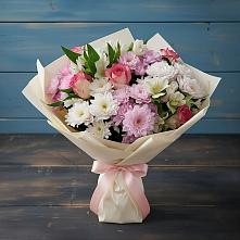 Букет цветов из:  Хризантемы, Альстромерии и Розы в Посёлок Центральной усадьбы совхоза Озёры