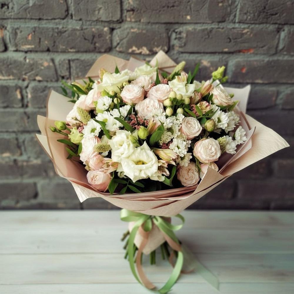 Букет цветов из: Альстромерии, Розы и Хризантемы в Посёлок Центральной усадьбы совхоза Озёры