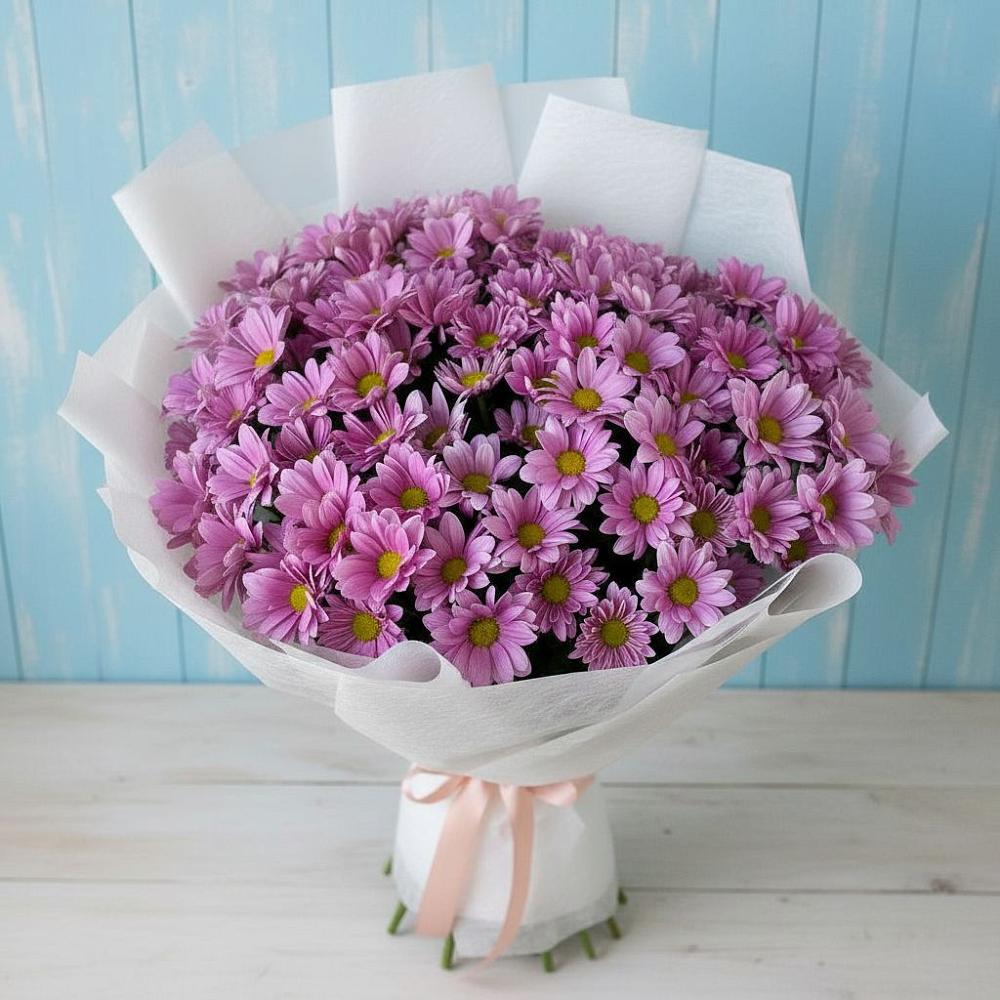 Букет цветов из: Хризантемы в Посёлок Центральной усадьбы совхоза Озёры