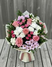 Букет цветов из:  Альстромерии, Гвоздики, Розы и Хризантемы в Посёлок Центральной усадьбы совхоза Озёры