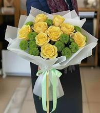 Букет цветов из:  Хризантемы и Розы в Посёлок Центральной усадьбы совхоза Озёры