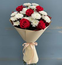 Букет цветов из:  Розы и Хризантемы в Посёлок Центральной усадьбы совхоза Озёры