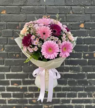 Букет цветов из:  Герберы и Хризантемы в Посёлок Центральной усадьбы совхоза Озёры