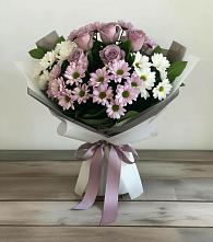 Букет цветов из:  Хризантемы и Розы в Посёлок Центральной усадьбы совхоза Озёры