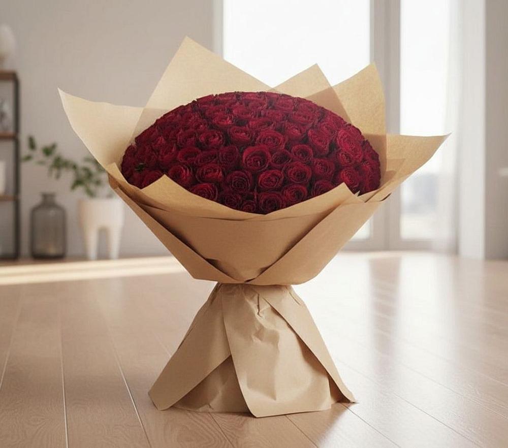 Букет 101 Красная роза в Посёлок Центральной усадьбы совхоза Озёры