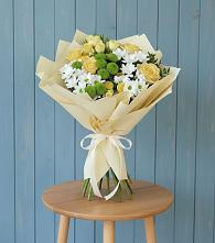 Букет цветов из:  Хризантемы и Розы в Посёлок Центральной усадьбы совхоза Озёры