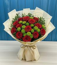 Букет цветов из:  Розы и Хризантемы в Посёлок Центральной усадьбы совхоза Озёры