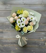Букет цветов из:  Альстромерии, Розы и Хризантемы в Посёлок Центральной усадьбы совхоза Озёры