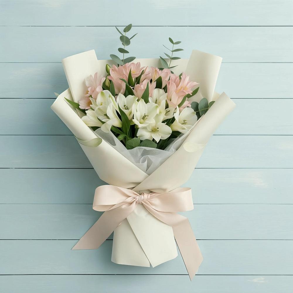 Букет цветов из: Альстромерии в Посёлок Центральной усадьбы совхоза Озёры