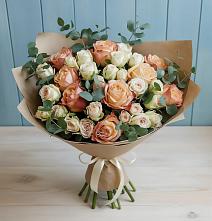 Букет цветов из:  Альстромерии и Розы в Посёлок Центральной усадьбы совхоза Озёры